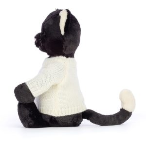 Bashful Black Kitten with Personalised Cream Jumper