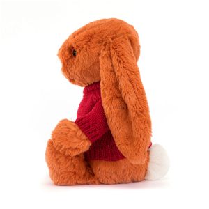 Bashful Tangerine Bunny with Personalised Red Jumper